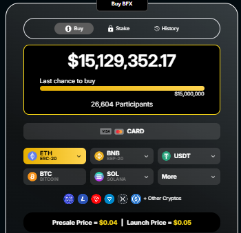 BlockchainFX Presale Dashboard