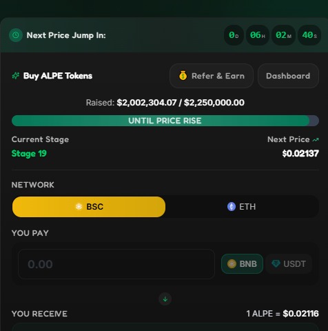AlphaPepe Presale Dashboard