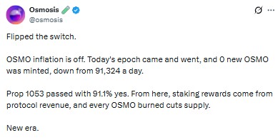 OSMO inflation is off