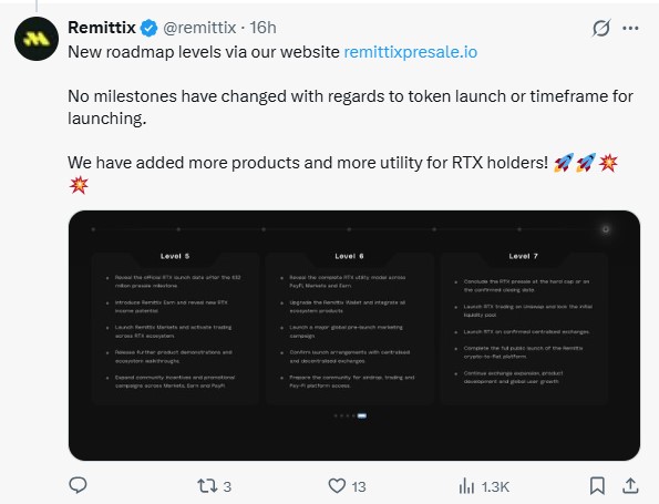 Remittix roadmap levels