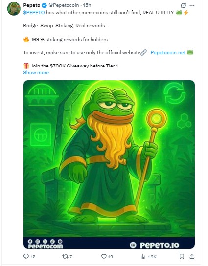 OFFICIAL TWEET ON X PEPETO 