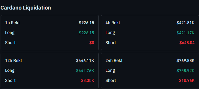 ADA Liquidation Data Today
