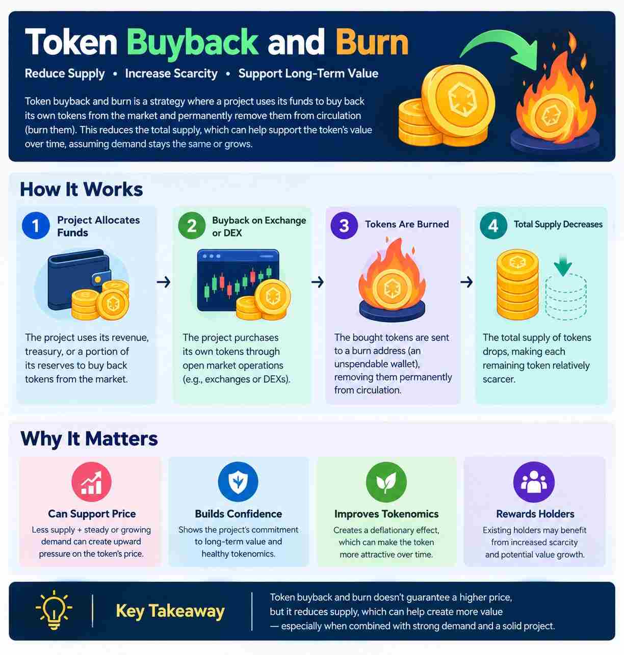 Token Buyback and Burn Infographic