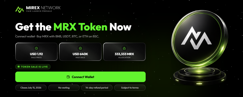 Mirex Network MRX hard cap 640K presale closing July 15 2026 Mirex Network MRX hard cap 640K presale closing July 15 2026