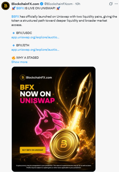 BFX has officially launched on Uniswap BFX has officially launched on Uniswap