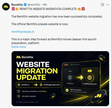 Remittix Launch website migration