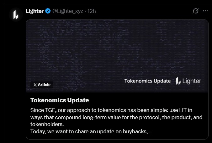 Lighter Tokenomics Upgrade Lighter Tokenomics Upgrade