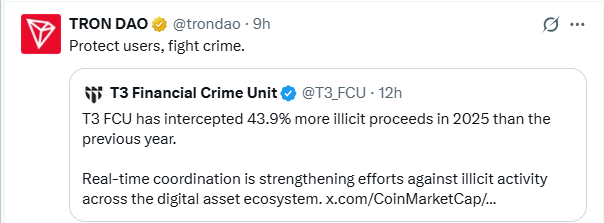 Tron DAO latest X post 
