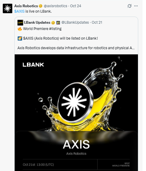 axis is live on LBank axis is live on LBank