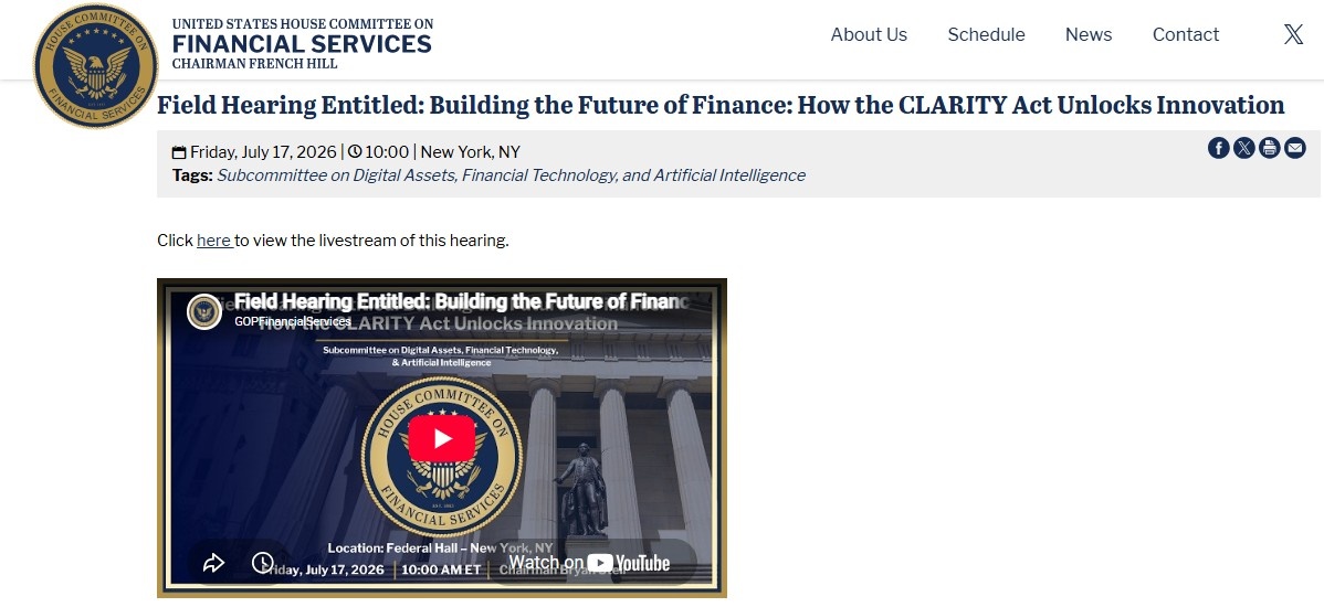 CLARITY Act Hearing This Week