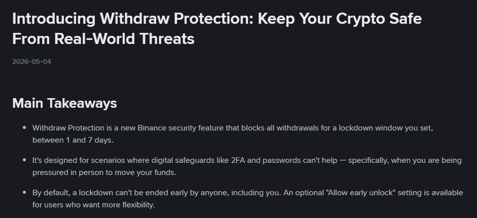 binance withdraw protection
