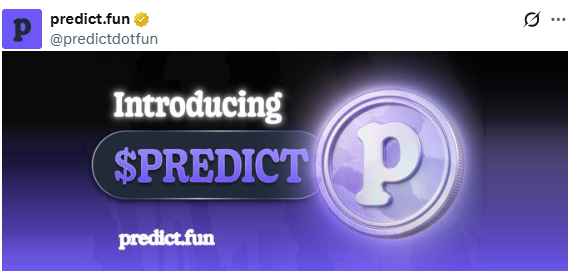 Predict. fun token airdrop graphic showing 70M PREDICT and Pre-TGE Prime Sale 