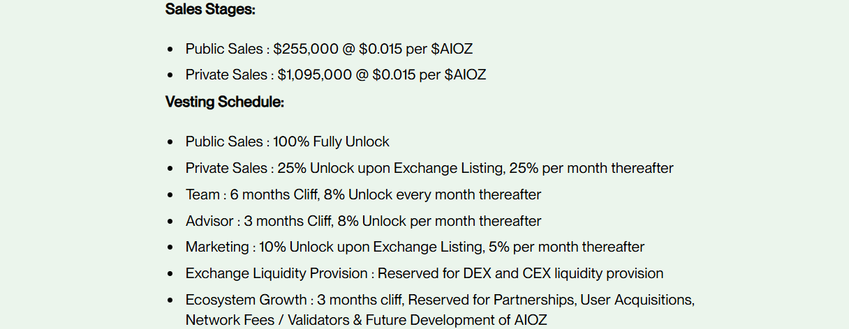 vesting and allocation data