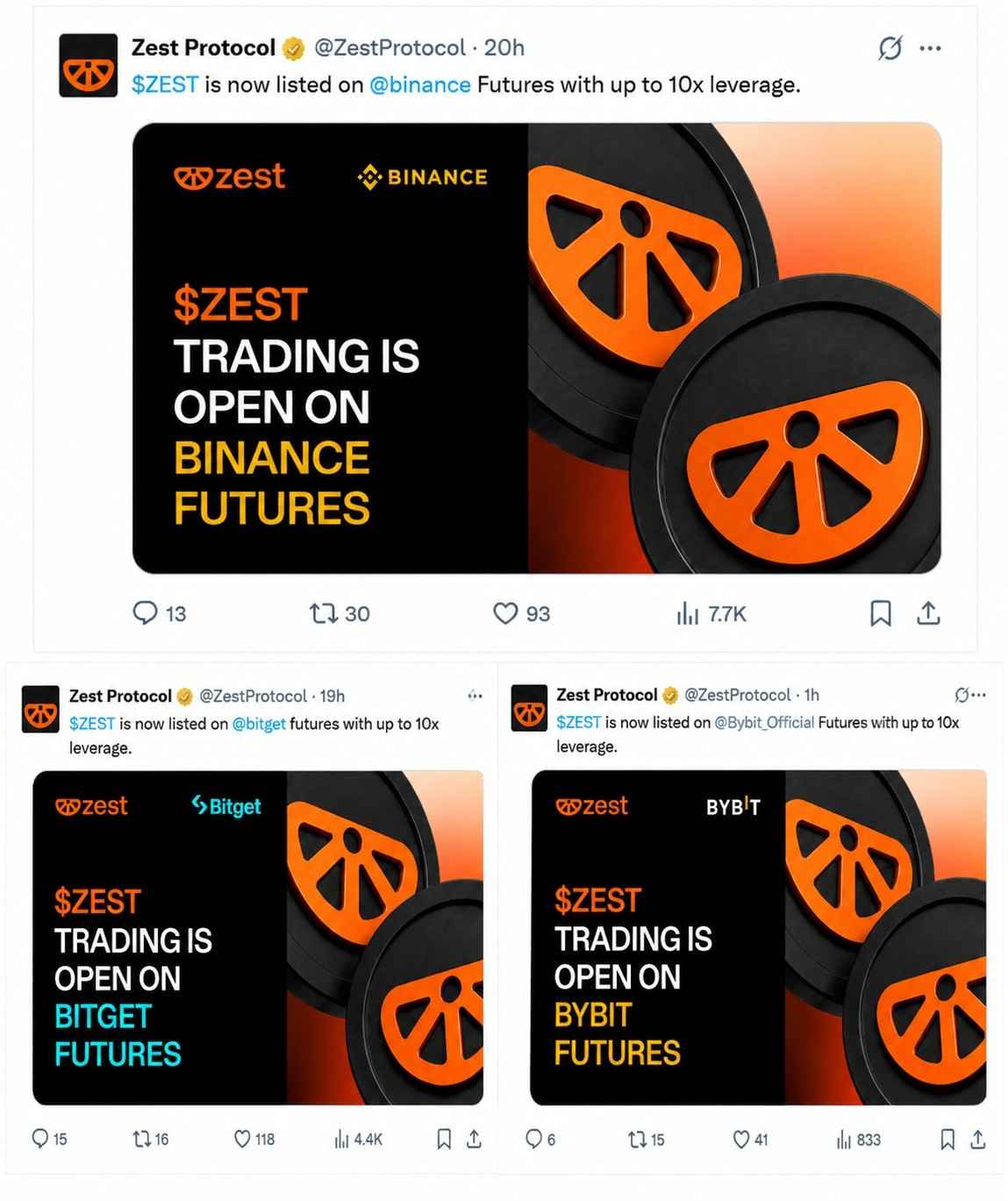 Post on X Binacne, Bitget, Byget futures Listing