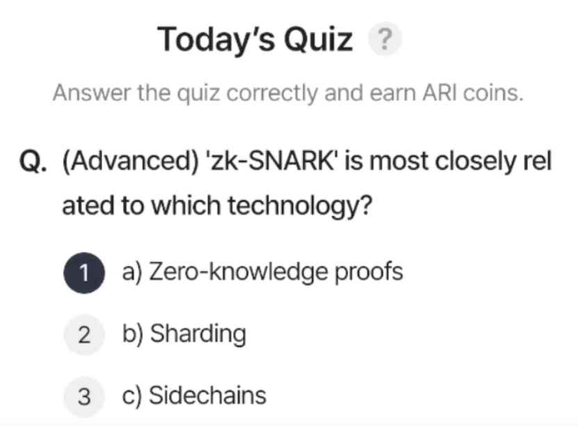 ARI Wallet Today Quiz