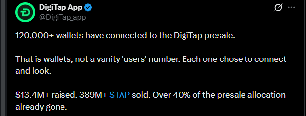 Digitap Presale news X post