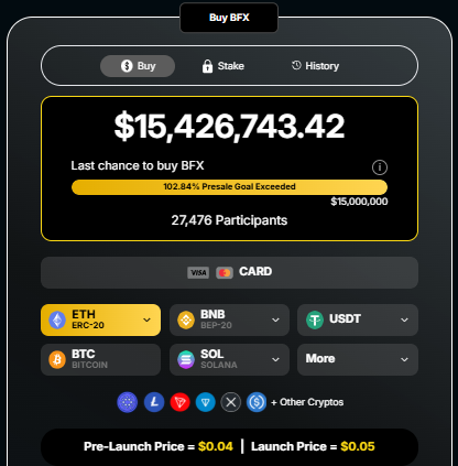 Official BlockchainFX presale page
