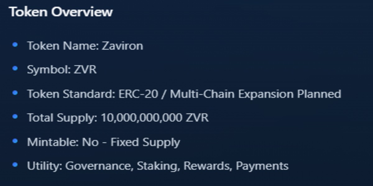 Zaviron whitepaper screenshot of token supply