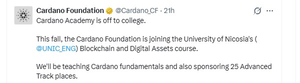 Cardano Foundation Education Push