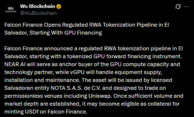 WuBlockchain Official Tweet