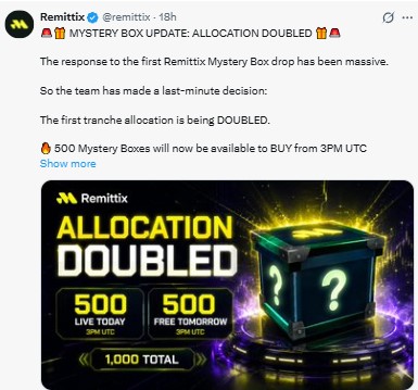 Mystery Box tranche from 500 to 1,000 boxes