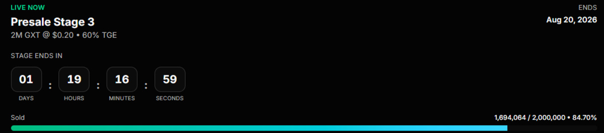 Official Roadmap screenshot showing live presale details 
