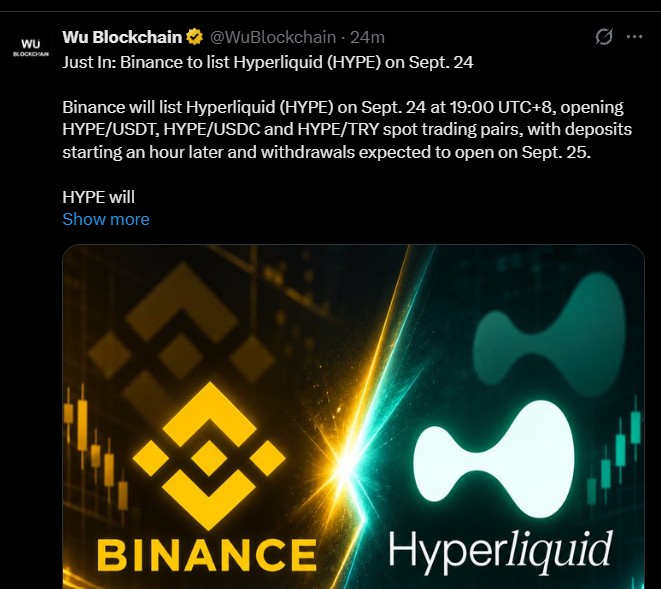 Binance Applies Seed Tag to Hyperliquid
