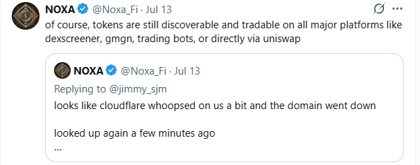 Noxa trading has not stopped Noxa trading has not stopped