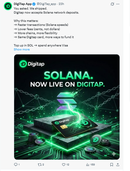 Solana Is Now Live on DigiTap
