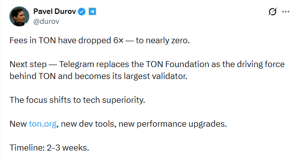 Durov pavol x tweet on telegram ton news