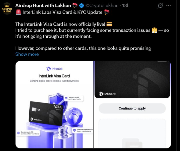 Interlin Network Airdrop listing date