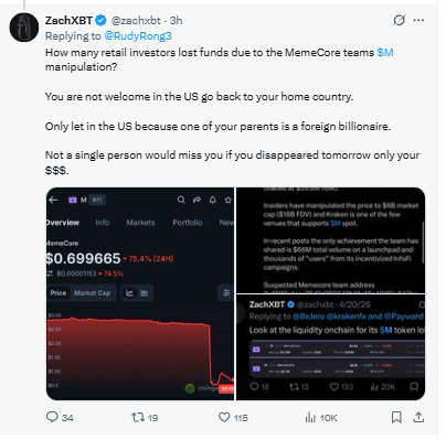 Posted on X by zachxbt