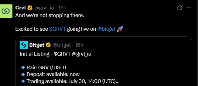 GRVT Listing on Bitget exchange GRVT Listing on Bitget exchange