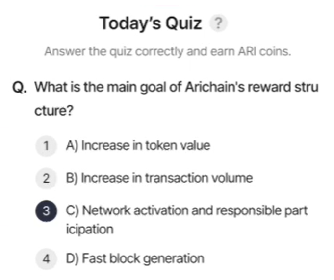 ARI Wallet Daily Quiz Answer