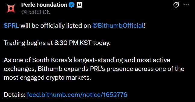 Perle (PRL) listing announcement