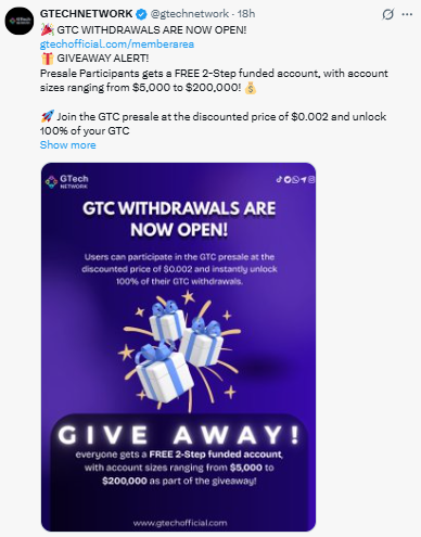 GTC WITHDRAWALS ARE NOW OPEN