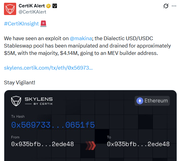 makina finance exploit $5M