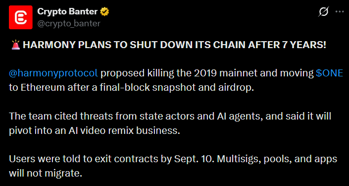 Why Is Harmony Shutting Down Its Mainnet Now? Why Is Harmony Shutting Down Its Mainnet Now?