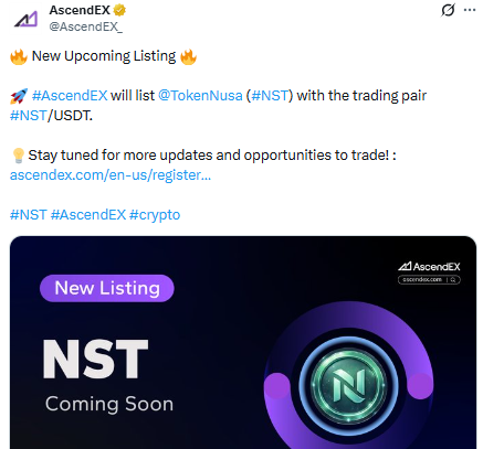 AscendEX officially announced that $NST AscendEX officially announced that $NST