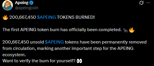 Apeing Official X Post