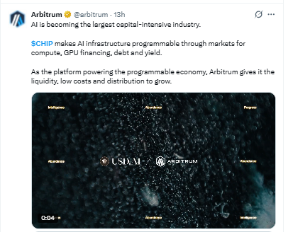 USD.AI CHIP Arbitrum AI infrastructure crypto platform