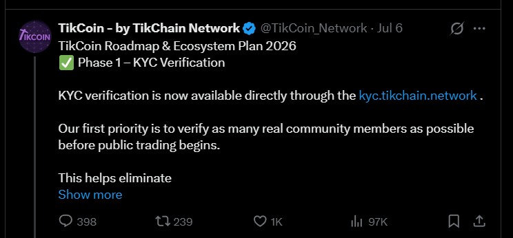 Tikcoin Network Roadmap 2026 Tikcoin Network Roadmap 2026