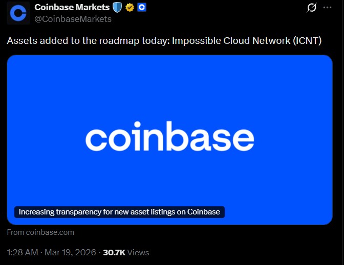 Coinbase Listing ICT token