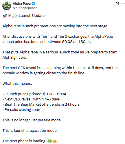 AlphaPepe launch price update