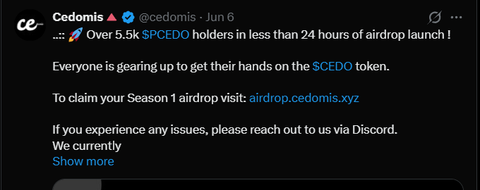 Cedomis Airdrop: Who Can Claim Right Now? Cedomis Airdrop: Who Can Claim Right Now?