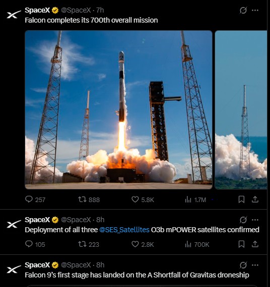 SpaceX just marked its 700th Falcon rocket launch SpaceX just marked its 700th Falcon rocket launch