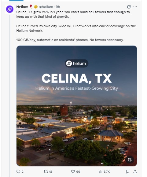 Helium posted about Celina