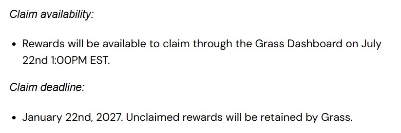 Grass Airdrop Season 2 Claim Date and Deadline