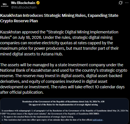 WuBlockchain Kazakhstan Tweet WuBlockchain Kazakhstan Tweet