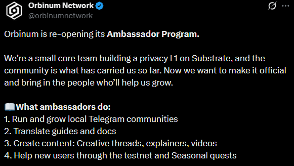 Orbinum Network News X Post Orbinum Network News X Post